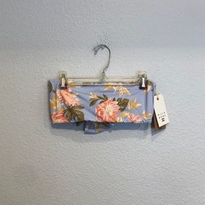 🆕 NWT Billabong blue tropical tie top bandeau bikini